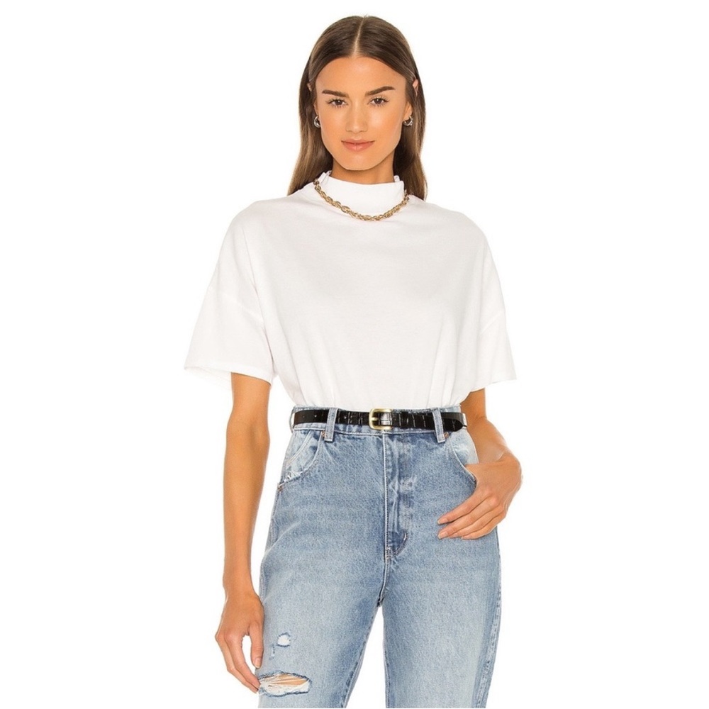 NWT We the Free Fearless Mock Neck Tee Color: Painted White